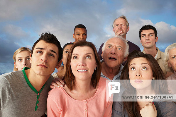 Group of people looking up