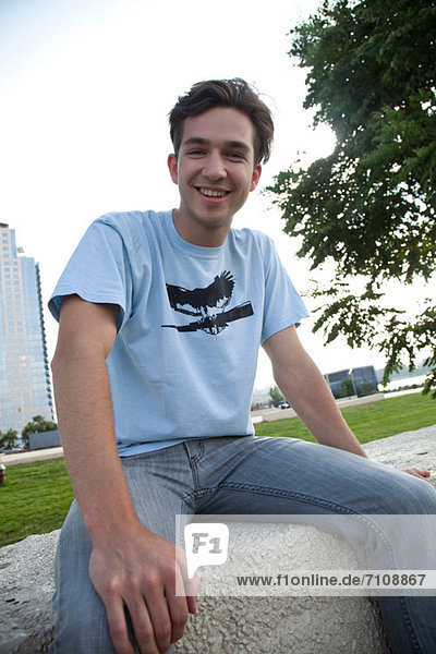 Young man wearing jeans and t shirt  portrait