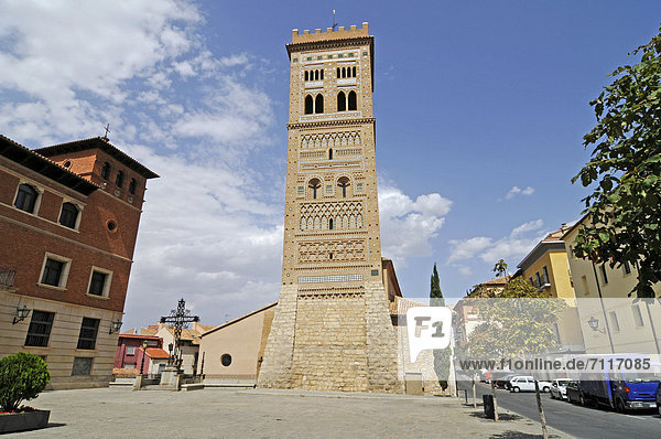 Bell tower Torre de San Martin  Mudejar architecture  UNESCO World Heritage Site  Teruel  Aragon  Spain  Europe  PublicGround