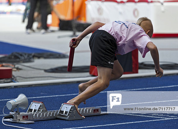 Running competition of Berlin schools at the ISTAF 2012 at the Olympic Stadium  Berlin  Germany  Europe