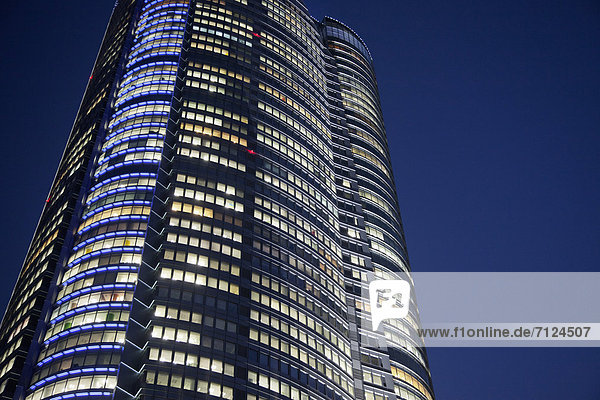 Bürogebäude  beleuchtet  Nacht  Hochhaus  Tokyo  Hauptstadt  Architektur  Ansicht  Roppongi  Asien  Japan  japanisch  modern
