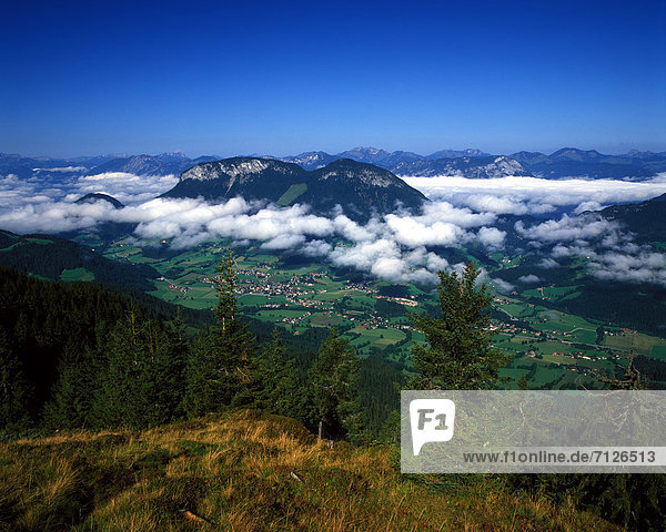 Austria  Europe  Tyrol  lowlands  Söll  mood  scenery  summer  fog  nebulous leftovers  Pölven  Guffert  Rofan  nature  sky  sunshine  wood  forest  clouds