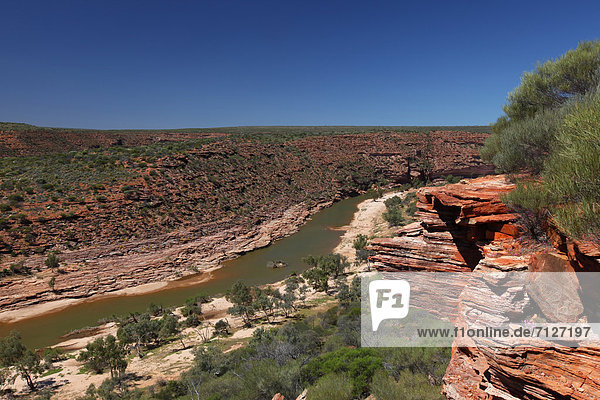 Gefahr Steilküste Küste Anmut fließen Fluss Schlucht Australien Kalbarri Rotes Kliff Westküste Western Australia