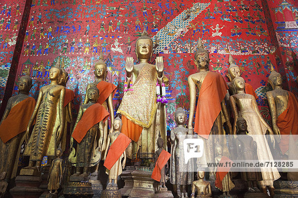 Asia Laos Luang Prabang Wat Xieng Thong Temple Temples Buddhist Buddhism religion Buddhist Temple Buddha Statues Interior UNESCO UNESCO World Heritage Sites Holiday Vacation Tourism Travel