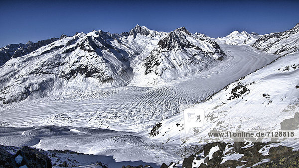 Landschaftlich schön landschaftlich reizvoll Berg Winter weiß Eis Natur Alpen blau Schnee Schweiz Kanton Wallis