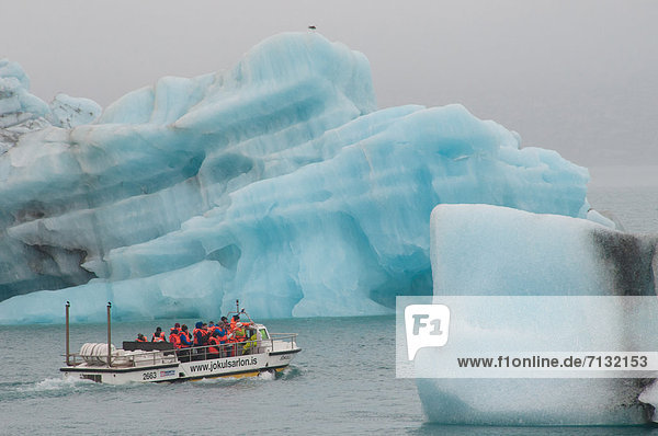 Europa  See  Boot  Schiff  blau  Gletscher  Island  Tourismus