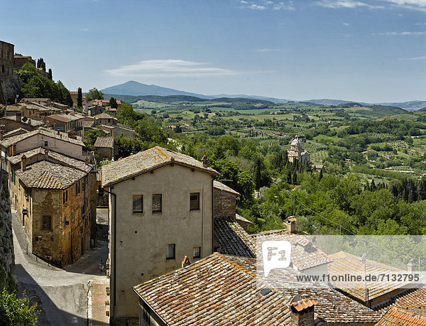 Landschaftlich schön landschaftlich reizvoll Europa Wohnhaus Gebäude Toskana Italien Montepulciano