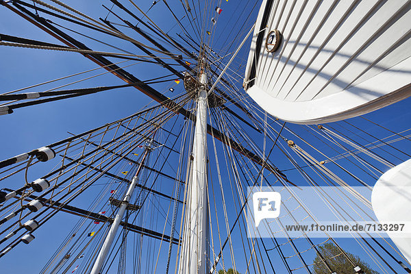 Europa  britisch  Großbritannien  London  Hauptstadt  Boot  Schiffsmast  Mast  Schiff  UNESCO-Welterbe  Cutty Sark  England  Greenwich
