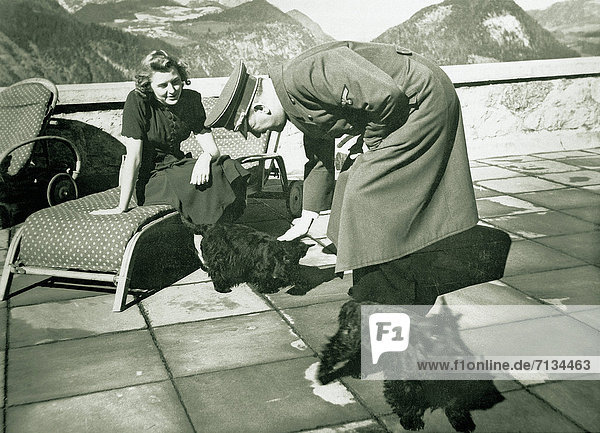 Eva Braun  Braun  Adolf Hitler  Scottish terriers  Negus  Katuschka  K Hitler  Berchtesgaden  Germany  1942