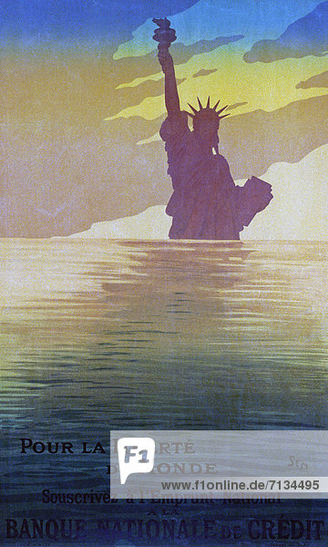 France  World War I  French  poster  Statue of Liberty  liberty  freedom  Subscribe  National loan  Loan  1917