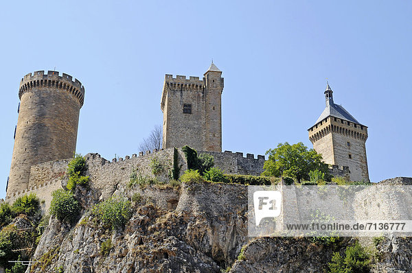 Chateau Comtal  Burg  Foix  Midi-Pyrenees  Pyrenäen  Departement Ariege  Frankreich  Europa  ÖffentlicherGrund