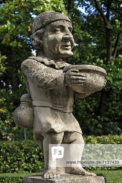 Baroque sculpture of a grotesque dwarf the Egg Man Garden of the Hesperides 17th-18th century Johannisstr. 41-47 Johannis district Nuremberg Middle Franconia Bavaria Germany Europe