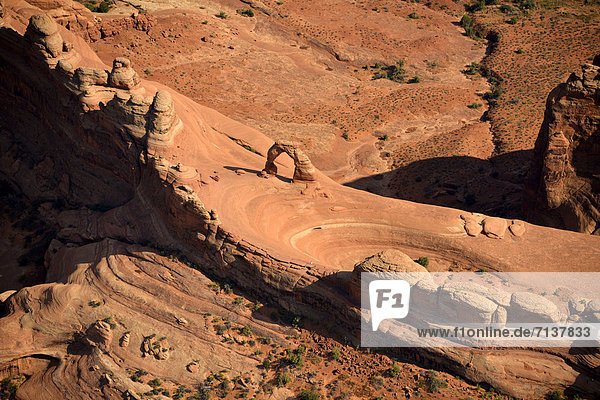 Luftaufnahme Delicate Arch  Arches-Nationalpark  Moab  Utah  Vereinigte Staaten von Amerika  USA