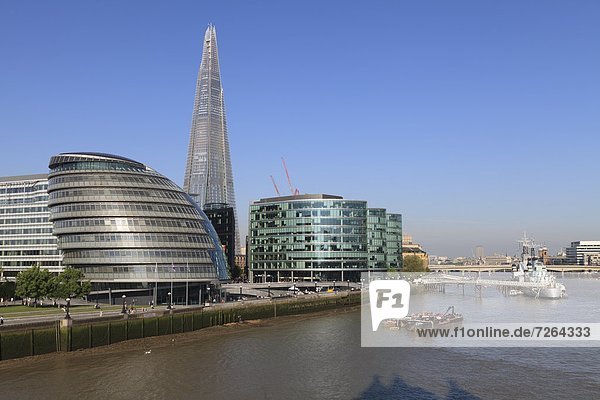 South Bank with City Hall  Shard London Bridge and More London buildings  London  England  United Kingdom  Europe