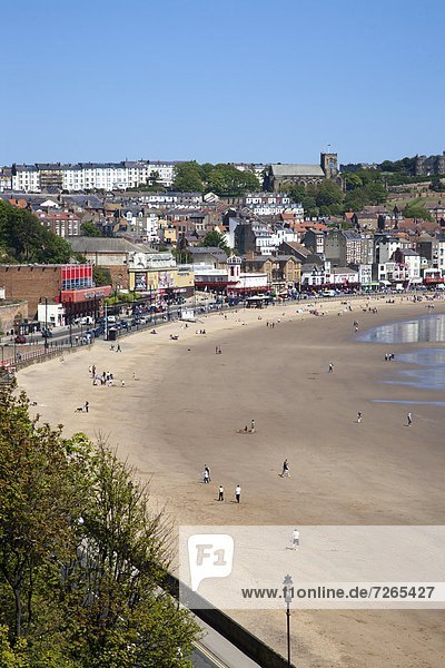 South Sands from the Cliff Top  Scarborough  North Yorkshire  Yorkshire  England  United Kingdom  Europe