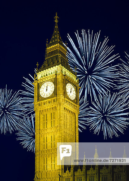 über London Hauptstadt groß großes großer große großen Big Ben Feuerwerk