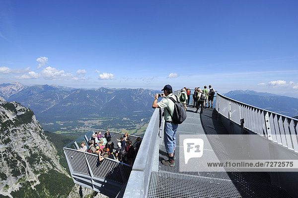 AlpspiX  viewing platform at the Alpspitze railway  hill station  Mt Alpspitze  Wetterstein range  Garmisch-Partenkirchen  Upper Bavaria  Bavaria  Germany  Europe