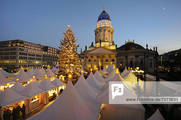 '''Winter Magic'' Christmas market at Gendarmenmarkt square  German Cathedral  Berlin-Mitte  Berlin  Germany  Europe'