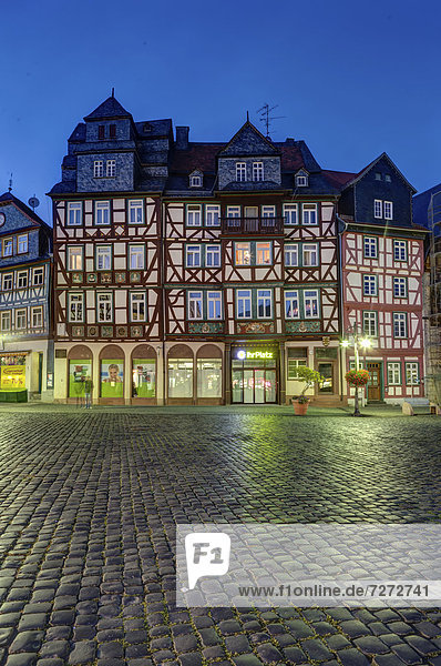 Half-timbered houses on the market square in the city centre of Butzbach  Hesse  Germany  Europe  PublicGround