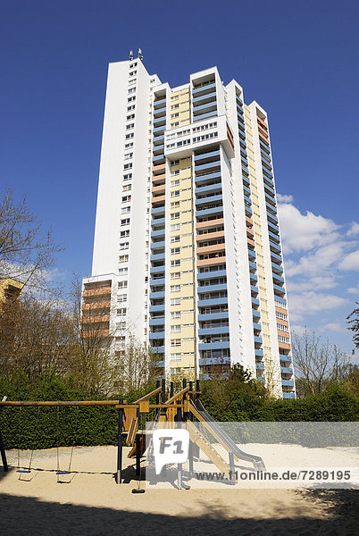 Apartment tower in the Gropiusstadt  Neukoelln  Berlin  Germany