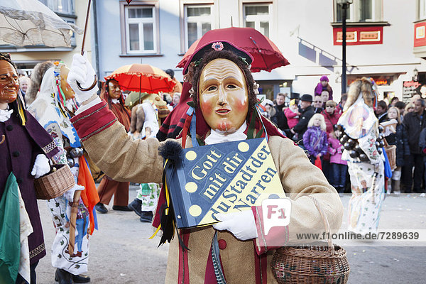 Traditional Swabian-Alemannic carnival characters  Rottweil Carnival  Rottweil  Black Forest  Baden-Wuerttemberg  Germany  Europe