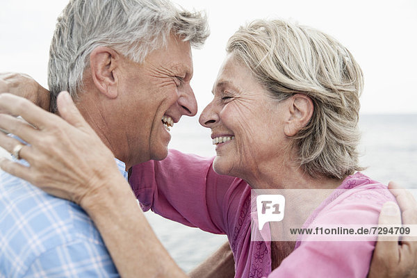 Spain,  Senior couple smiling,  close up