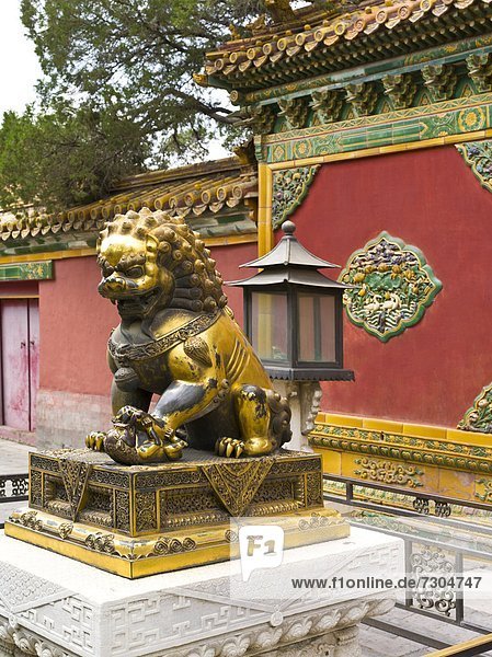 Löwe Panthera leo China Bronze Pavillon