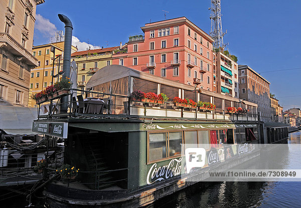 Italy  Lombardy  Milan cafe along the Naviglio                                                                                                                                                      