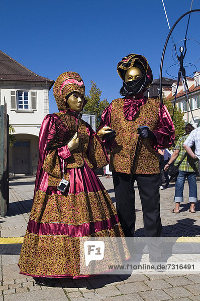 Venetian-style carnival masks and costumes  Venetian Fair  Ludwigsburg  Baden-Wuerttemberg  Germany  Europe