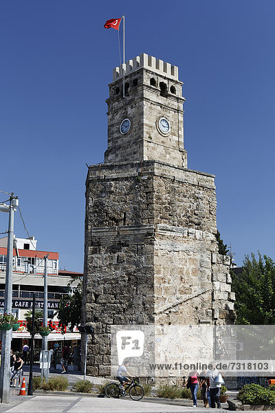 Clock tower in the historic town centre of Antalya  Kaleici  Turkish Riviera  Turkey  Asia