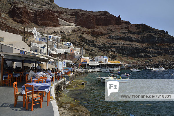 nahe Hafen Restaurant Santorin Munition Kykladen Griechenland Griechische Inseln
