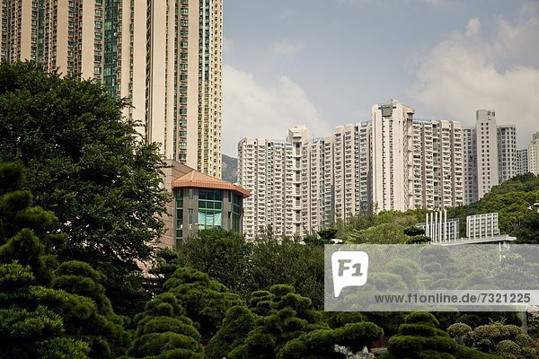 Parkanlage mit Tempel am Diamond Hill  Kowloon  Hong Kong  China