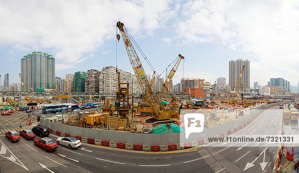 Construction site for the high-speed rail network between Hong Kong  Beijing und Shanghai  Hong Kong  China