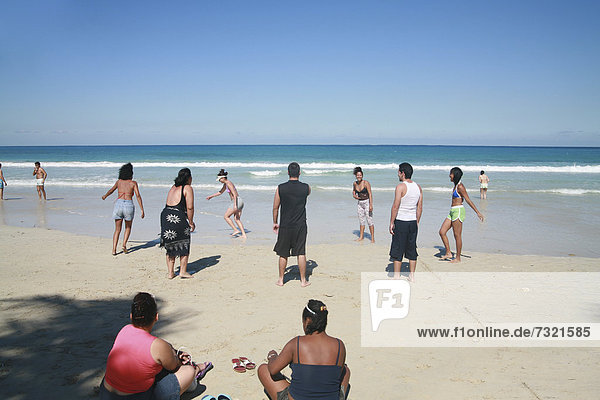Cubans enjoying their leisure time on the Playas del Este Beach  Havanna Province  Cuba  Latin America