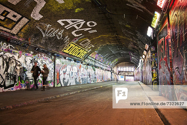 United Kingdom. England. London. Underpass. Tunnel. Authorised graffiti area.