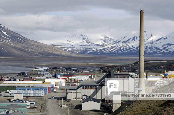 Europa Berg Industrie Tal Großstadt Norwegen Zimmer Spitzbergen Kohlekraftwerk Hintergrundbild Longyearbyen Svalbard