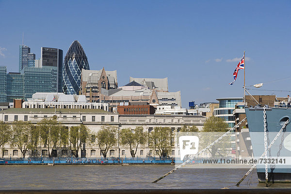 Panoramic view of the City of London over river Thames with The Custom House from Southwark  London  England  United Kingdom  Europe