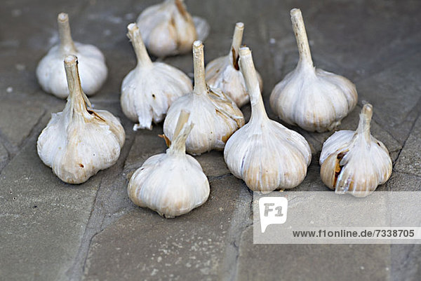 A group of garlic bulbs