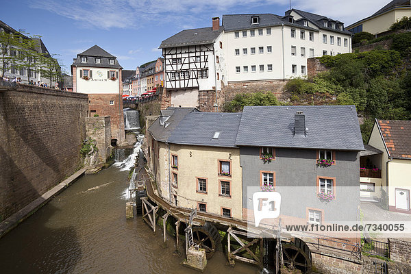 Europa Mühle Stadt Wasserfall Deutschland alt Rheinland-Pfalz Saarburg Saarland