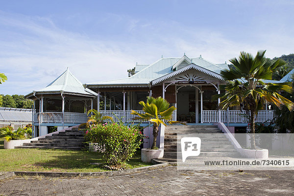 Restaurant Vye Marmithe  colonial house built in 1870  Villa Artizanal  Mahe Island  Seychelles  Africa  Indian Ocean