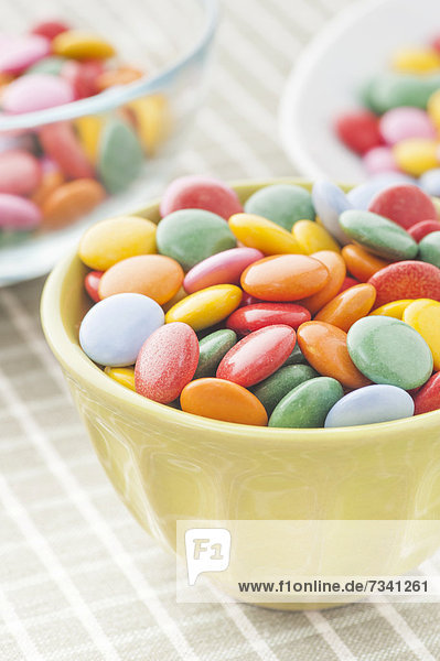 Bowls with multicolored candy