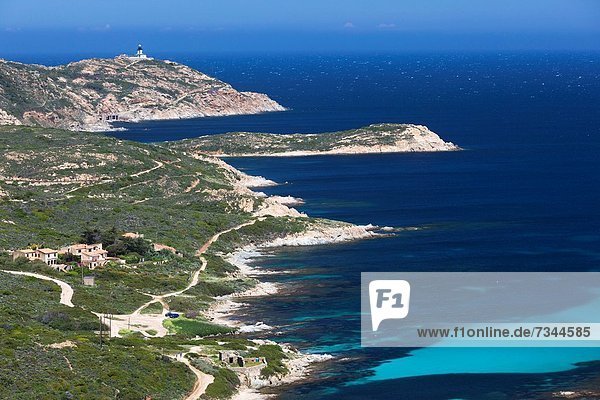 Frankreich  Leuchtturm  Ansicht  Erhöhte Ansicht  Aufsicht  heben  Calvi  Korsika