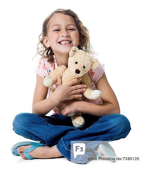 Portrait  umarmen  Teddy  Teddybär  Mädchen