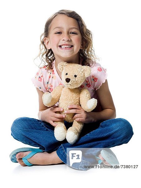 Portrait  umarmen  Teddy  Teddybär  Mädchen