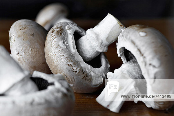 Close up of raw mushrooms