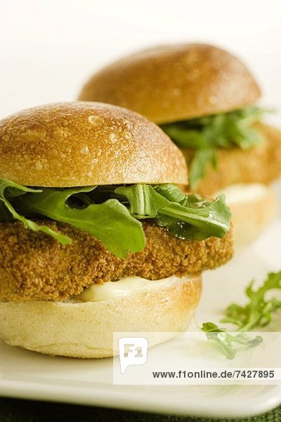 Battered and Fried Tofu Sandwiches with Arugula and Mayo