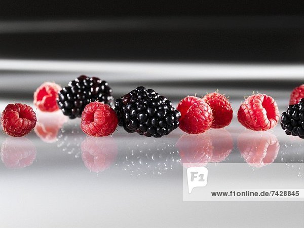 Fresh raspberries and blackberries