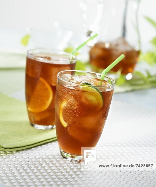 Iced tea with lemons and limes