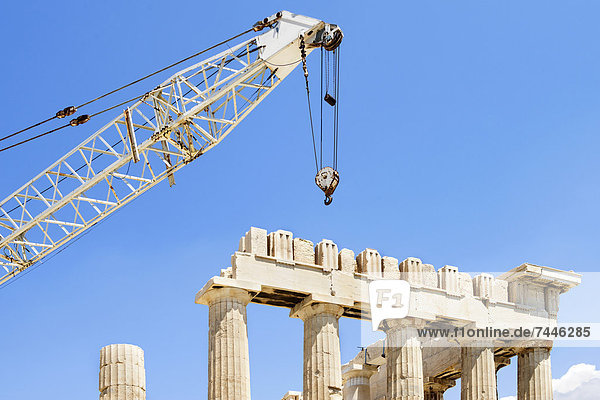Athen Hauptstadt Kranich UNESCO-Welterbe Akropolis Turmkran Parthenon