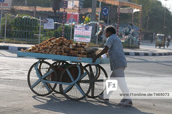 schieben  Brot  Fuhrwerk  Vielfalt  verkaufen  Asien  Indien